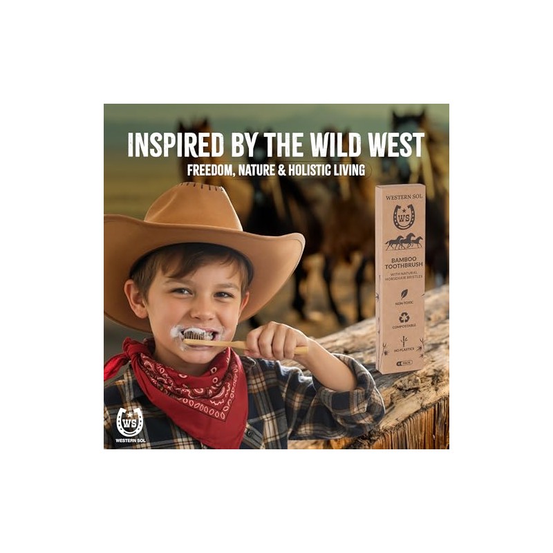 Western SOL Horse Bristle Bamboo Toothbrushes (4-Pack) – Luxury Toothbrush