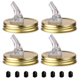 Mason Jar Pour Spouts. free flow Mason Jar Pour Spouts, mason jar for spout regular mouth size 70mm dispenser germination cover. Suitable for any liquid. Leak-Proof 4-Pack + 8 Lid Caps (gold color)