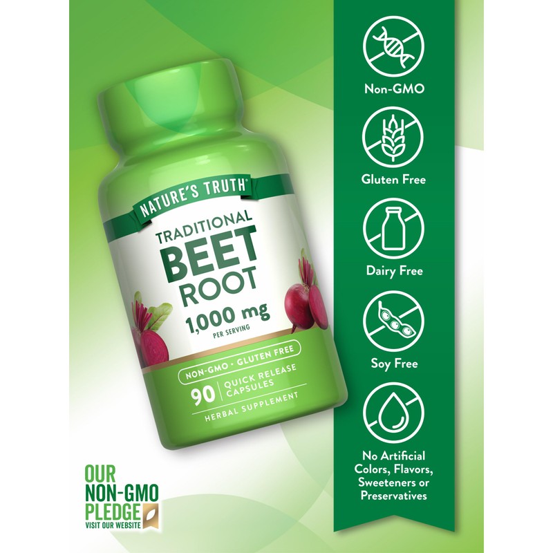 Nature's Truth Beet Root Capsules | 1000mg | 90 Pills