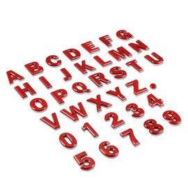 DNA Motoring EM-L-LETTER-V-RD Red Letter Metal Decal Emblem Badge Sticker for Auto Car Truck Motorcycle Logo - V