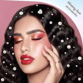 HASTHIP Piedras de Estrás Faciales Autoadhesivas,Gemas para Maquillaje y Uñas,Perlas y Diamantes de Imitación Multicolores con Pinzas para Cuerpo...  