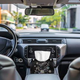 Renewold Dragonfly Flower Leather Car Tissue Holder Decor Cover for Napkin Box Vehicle Seat Large Tissue Box Cover Automotive Interior Accessories Organizers for Office Desks Coffee Tables
