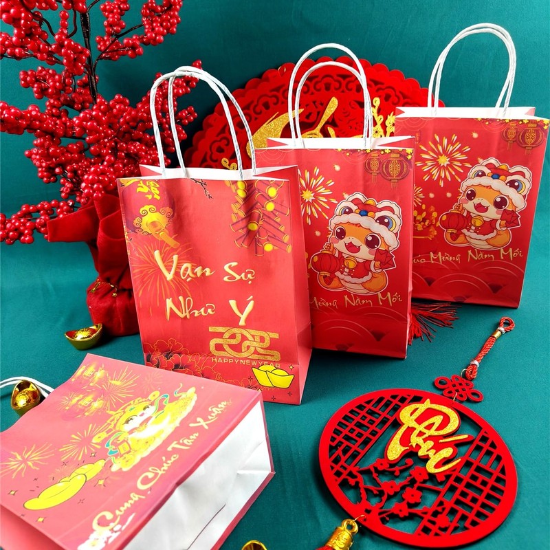 LOONELO Vietnamese New Year Party Favor Bags, 12pcs 2025 Snake
