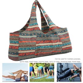 Yoga Bag, Canvas Yoga Shoulder Bag with Pockets and Zipper Large Capacity Yoga Mat Bag Tote Bag Multi-Function Sports Bag for Yoga Swimming Vacation Dance Colorful