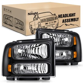 Nilight Headlight Assembly 2005 2006 2007 F250 F350 F450 F550 Super Duty Black Housing Amber Corner Clear Lens 4 Pack Headlights Assembly Replacement