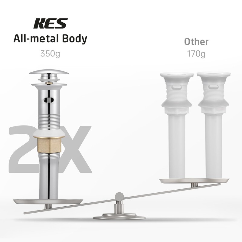 KES Bathroom Sink Drain with Overflow, with Strainer Basket Hair