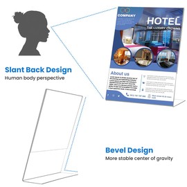 Acrylic Slanted Sign Holder 4 x 6,10 Pack Clear Plastic Table Display Vertical Double-Sided Desktop Display Stand Paper Holder Clear Table Sign Holder for Menu ad Frame Suitable Restaurants Meeting Office Store