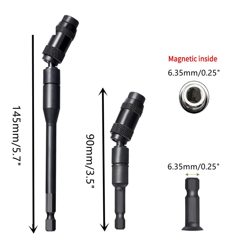 2pcs Pivot Drill Bit Holder Set, 1/4" Magnetic Hex Pivoting