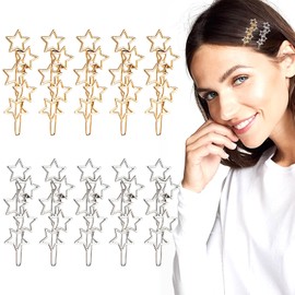 10Pcs Stars Hair Clips Vintage Cluster Hair Pin Non Slip Hair Accessories Birthday Gift for Brides Girl Women (Gold Silver)