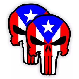 Unbranded/Generic Puerto Rico Hard Hat Stickers | Motorcycle Helmet Decals | Punisher Skull Flags