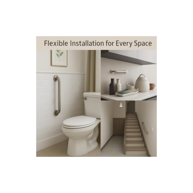 Bathroom Grab Rails for Elderly, 2 Pack 45cm, Brushed Nickel