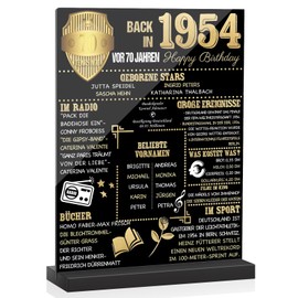Geschenk zum 70 Geburtstag Mann und Frau, Zurück im Jahr 1954 Geburtstag Acryl Poster mit Ständer,Geburtstagsgeschenk für Männer, Tolles Geschenk für 70-jährige Frau oder Geschenk für 70-jährigen Mann