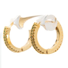 INFINITY 18K Gold Plated Earrings for Woman | Fancy hoop earring with white and green stones Size P | Hypoallergenic | Minimalist Aesthetic Lightweight Elegant Gold Plated Earrings Jewelry | Gifts