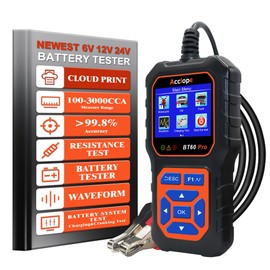 BT60 Pro Acclope Car Battery Tester with Cloud Printing 100-3000 CCA 6V 12V 24V AGM Lithium Gel Battery Checker Automotive Alternator Digital Analyzer Charging Cranking System Vehicles Truck Home-use