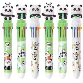 Multicolor Ballpoint Pen 0.7 mm, 10-in-1 Colored Retractable Cartoon Panda Ballpoint Pens for Back to School Office Supplies Students Children Gift, 6 Pack