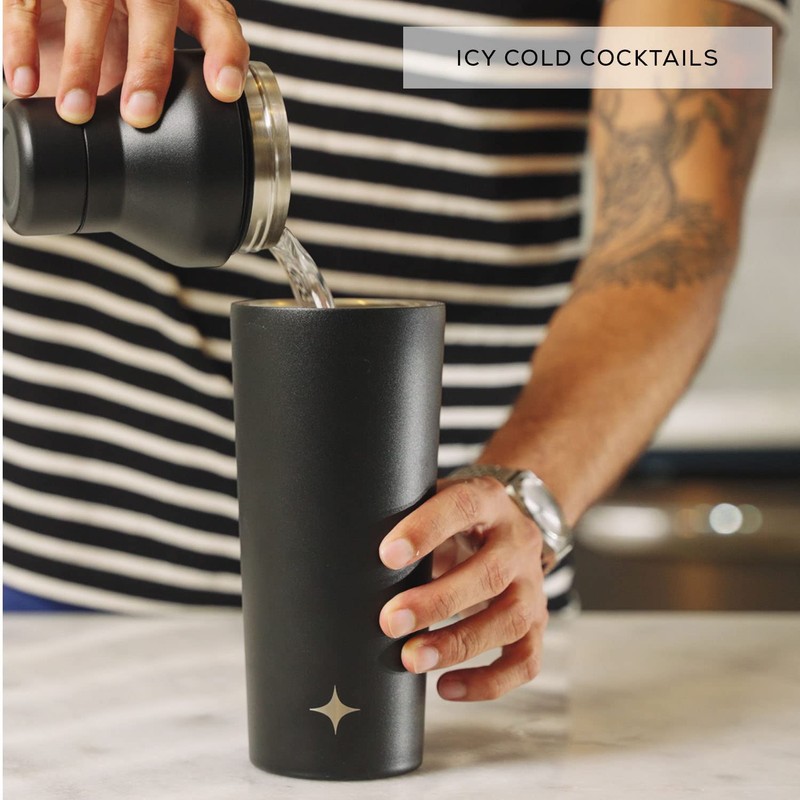 JoyJolt Triple Insulated Cocktail/Protein Shaker Bottle. 20oz Shaker Cup with