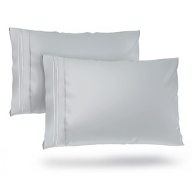 Cosy House Collection Everyday 1500 Series Pillowcases - Luxury Hotel Quality - Silky Soft & Smooth - Gentle & Skin Friendly - Set of 2 (Standard, Light Grey)