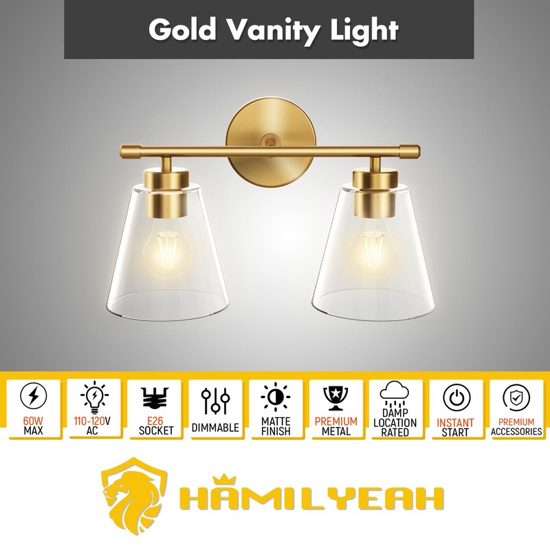 Hamilyeah Bathroom Vanity Light Fixtures Over Mirror, 2 Light Wall