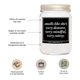 YouNique Designs She’s Very Demure Friendship Candle, Friendship Gifts 8oz Candle, Gifts for Best Friend Woman - BFF Gifts, Bestie Gifts - Cute Best Friend Candles for Women (Lavender & Vanilla)