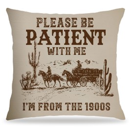 FITIE Vintage Western Pillow Covers 18x18 Double-Sided, Funny Western Cowboy Throw Pillow Covers for Couch Bed, Vintage Western Decor, Western Decorations for Home, Cowboy Decor