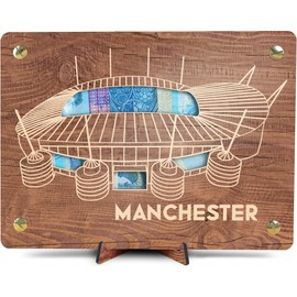 Manchester Geldkarte - XL Geldgeschenk aus Holz inkl. Ständer | Manchester - Manchester Fanartikel, Manchester Geschenk, Karte für Manchester Fans, Geschenk Manchester
