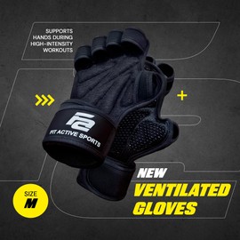 Fit Active Sports Weight Lifting Workout Gloves with Built-in Wrist Wraps for Men and Women - Great for Gym Fitness, Cross Training, Hand Support & Weightlifting