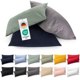 Blumtal set of 2 pillowcases - 100% cotton, super soft premium jersey pillowcase, White, 40x80cm