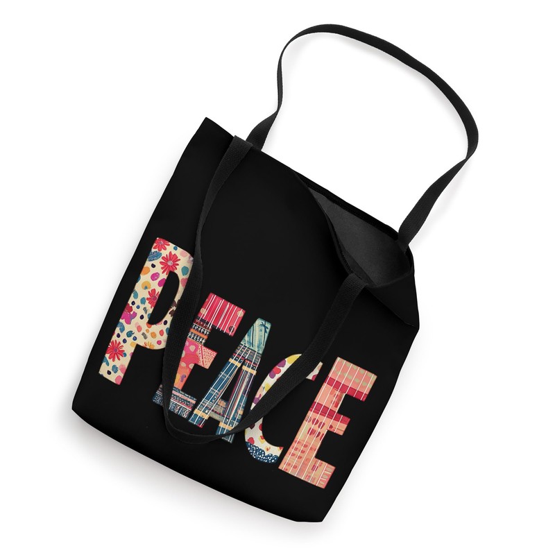 Peace Colorful Patchwork Design Tote Bag