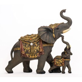 Dalax-Mama and Baby Elephants Statue Figurines Home Decor Trunk Facing Upwards Lucky Figurine for Home/Office Desk Decorations Good Luck Ornaments Statues Elephant Gifts Set for Women