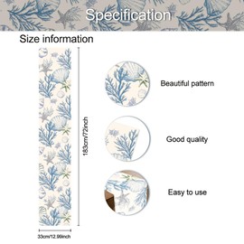 SUPERDANT Table Runner with Sea Motif Shell Thick Table Runner 183 x 33 cm Beach Inspired Washable Spring Party Decor Farmhouse Modern Table Runners for Centerpiece Parties Weddings
