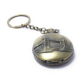 AUGEN Metal Keychain For Men And Women, Round Key Ring Holder Organizer With Vintage Classic Pocket Stopwatch- Bridge (Pack of 1)