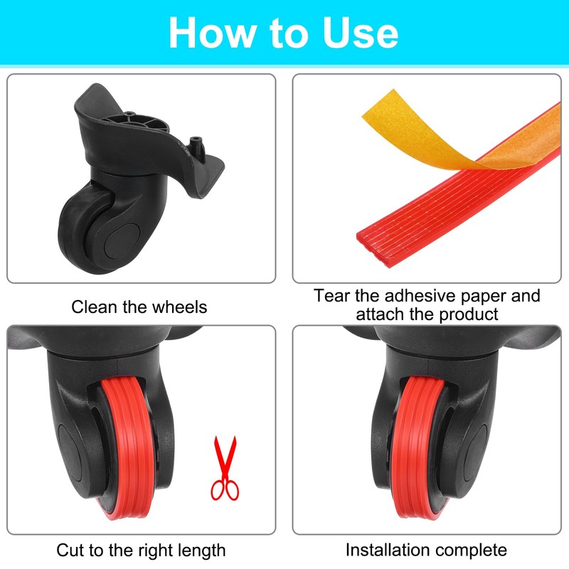 sourcing map 4Pcs Luggage Wheels Covers, Anti-Noise Luggage Wheel Silent