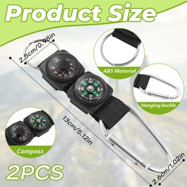 Colorich 2 Stück Kompass Schlüsselanhänger, Outdoor Navigationswerkzeug, Karabiner Schlüsselanhänger für Camping, Wandern,Reisen,3-in-1-Kompass