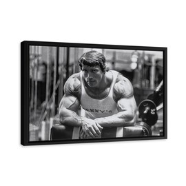 Amk Wood Bodybuilding Legend Canvas Wall Art | Classic Fitness Icon Print | Gym Home Décor – Various Sizes (45in x 30in Modern Black Framed)