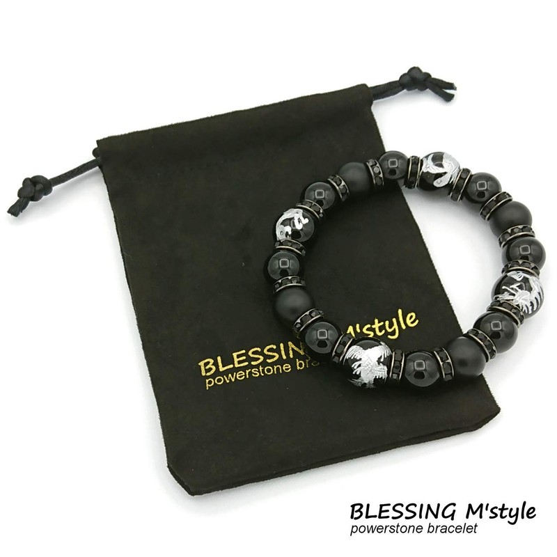 BLESSING M'style Strongest Four God Beasts Bracelet, Morion, Matte Onyx,