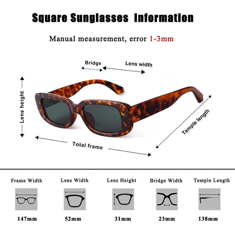 Laurinny Rectangle Sunglasses for Women Men Vintage Square 90s Sunglasses