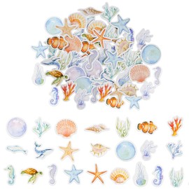 46PCS Watercolor Ocean Stickers, Special Shaped Marine Life Collection Stickers for Scrapbooking, DIY Sticker Decoration, Suitable for Decorating Books, Gifts for Adult, Child