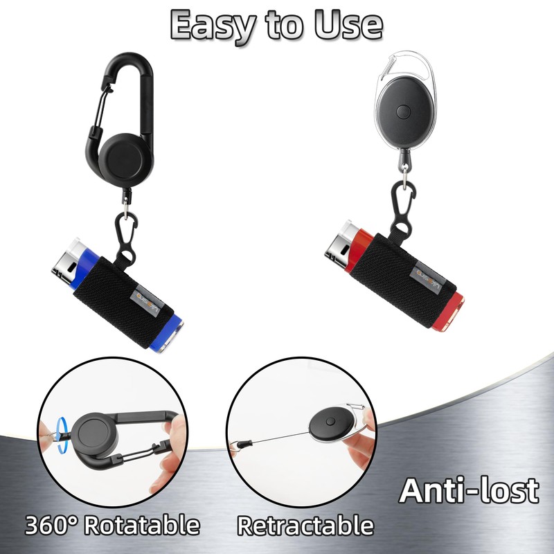 Likesing Retractable Lighter Leashes, Bi'c Lighter Holder Key Chain for