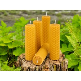 Pure Beeswax Pillar Candles,Handrolled,Decorative,Honeycomb Shaped, Cotton Wick, Compatible with Lanterns, Drip-Free,Slow Burn time for Hurricanes,Power outages, Natural Scented,Emergency Candles