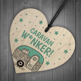RED OCEAN Funny Caravan Owner Gift Wood Heart Caravan Sign Caravan Accessories Xmas Gift