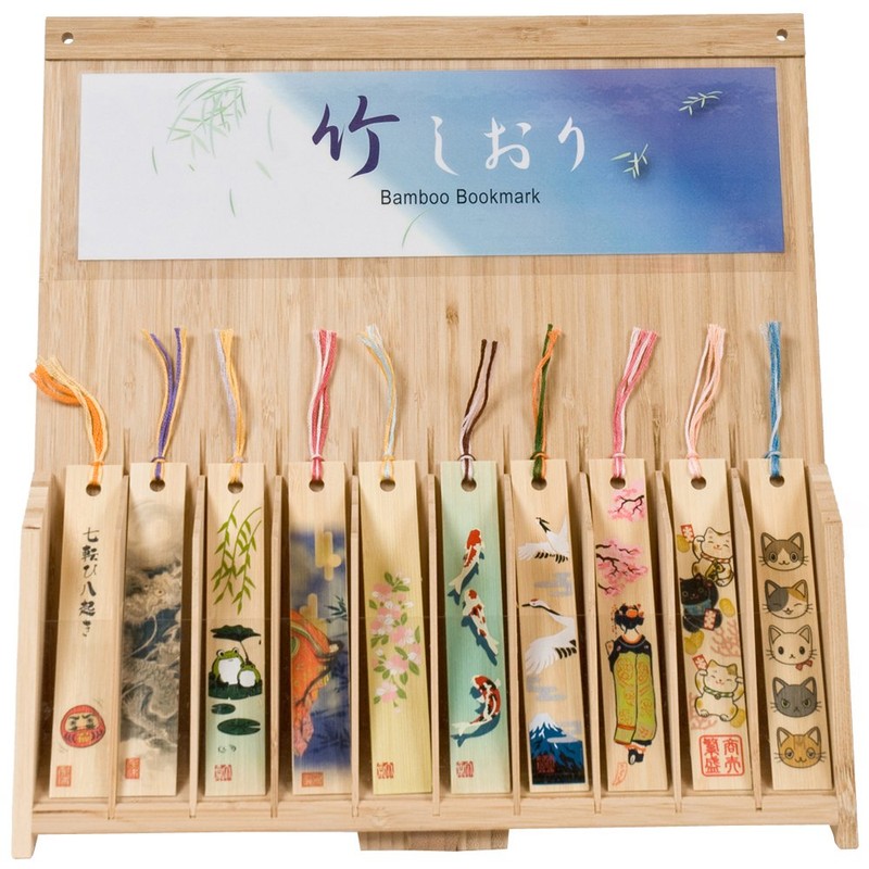 Yamasita Craft Bamboo Bookmark, Crane, Mt. Fuji