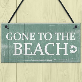 RED OCEAN Gone To The Beach Hanging Plaque Nautical Decor Beach Seaside Shabby Chic Home Sign Gift