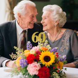 16 PCS 60th Birthday Centerpiece Sticks Double Sided Gold Glitter 60th Anniversary Party Centerpieces for Tables Number 60 Vase Decorations Supplies