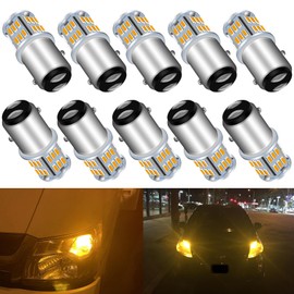 UNXMRFF 1157 LED Bulb Amber Yellow 2357 Turn Signal Blinker lights, Brake Lights Super Bright 2057 2057A 7528 BAY15D LED Bulbs Replacement for Parking DRL Tail Lights (Pack of 10)