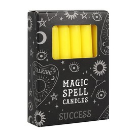 Unscented 4 inches Tall Magic Spell Chime Candles Witchcraft Supplies for Personal Wiccan Altar, Spells, Charms & Rituals - Pack of 12 (Yellow-Success)
