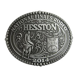 Hesston 2014 National Finals Rodeo Bull Rider Belt Buckle 4" x 3"