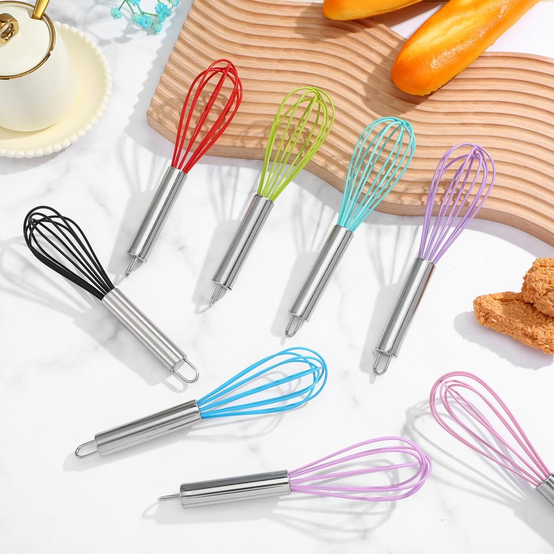 18 Pcs 8 Inch Whisks Bulk for Cooking, Silicone Whisks