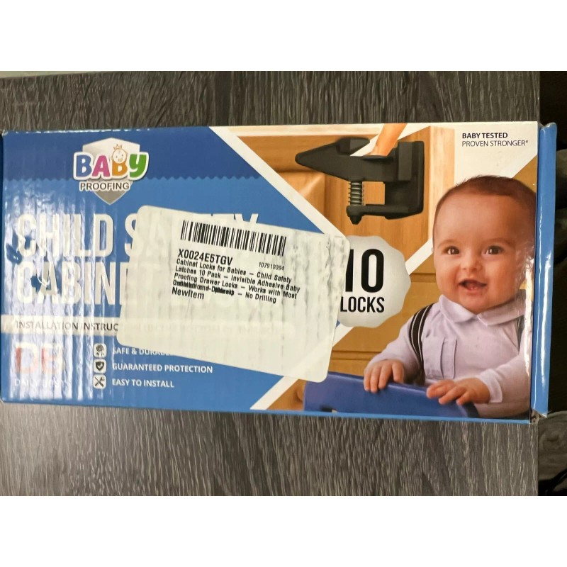 Unbranded (Lot of 2) 10 Pcs Black Cabinet Locks Child