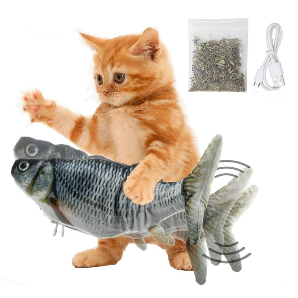 Moving Fish Cat Toy for Indoor, USB Charging Interactive Plush