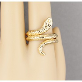 Gold Snake Ring asp Cleopatra toga wrap Serpent Adjustable Medusa Statement Shiny Silver Tone